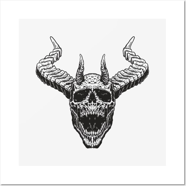 Devil Dark Skull Hell King Kill Dead Realtistic Detailed Black Wall Art by eijainspire